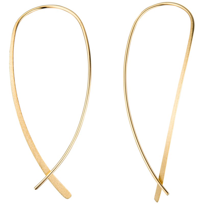 JOBO Durchzieh-Ohrh�nger 925 Silber gold vergoldet mattiert Ohrringe zum Durchziehen