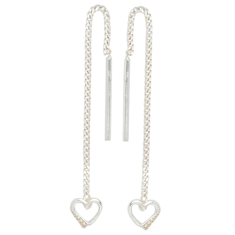 JOBO Durchzieh-Ohrh�nger Herz 925 Sterling Silber Ohrringe zum Durchziehen
