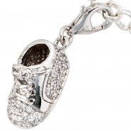 JOBO Einh�nger Charm Babyschuh 925 Sterling Silber rhodiniert mit 76 Zirkonia