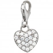 JOBO Einh�nger Charm Herz 925 Sterling Silber rhodiniert mit 20 Zirkonia