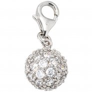 JOBO Einh�nger Charm Kugel 925 Sterling Silber rhodiniert mit Zirkonia