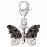 JOBO Einh�nger Charm Schmetterling 925 Sterling Silber mit 14 Zirkonia scharz wei�