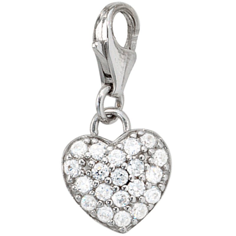 JOBO Einh�nger Charm Herz 925 Sterling Silber rhodiniert mit 20 Zirkonia