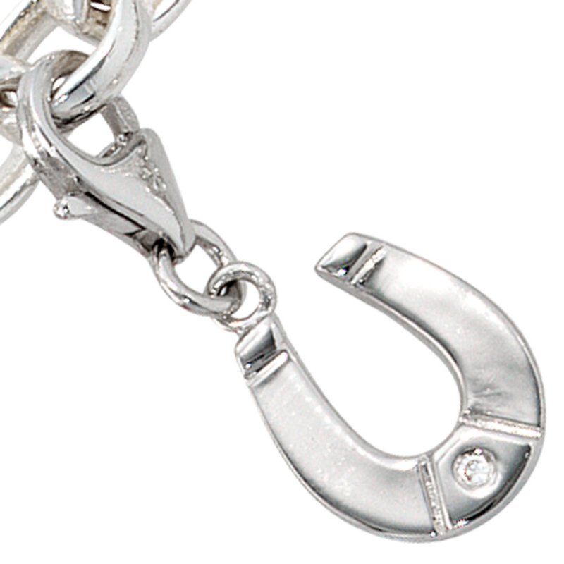JOBO Einh�nger Charm Hufeisen 925 Sterling Silber rhodiniert 1 Zirkonia