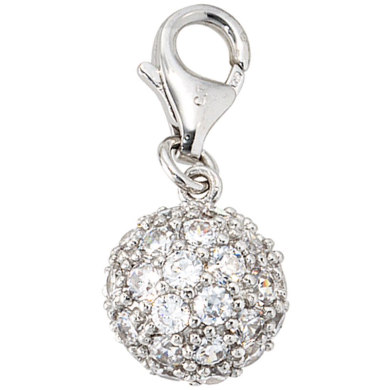 JOBO Einh�nger Charm Kugel 925 Sterling Silber rhodiniert mit Zirkonia