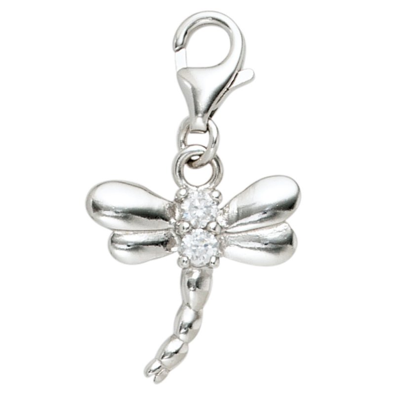JOBO Einh�nger Charm Libelle 925 Sterling Silber rhodiniert 2 Zirkonia