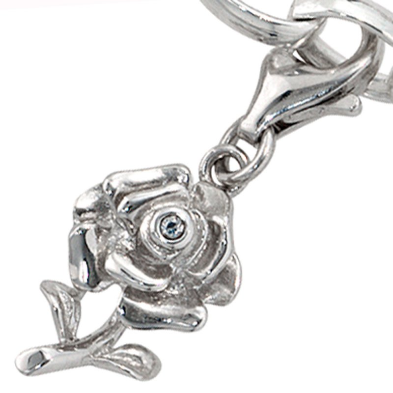 JOBO Einh�nger Charm Rose 925 Sterling Silber rhodiniert 1 Zirkonia