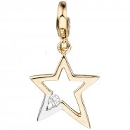 JOBO Einh�nger Charm Stern 375 Gold Gelbgold bicolor 1 Zirkonia Sternanh�nger