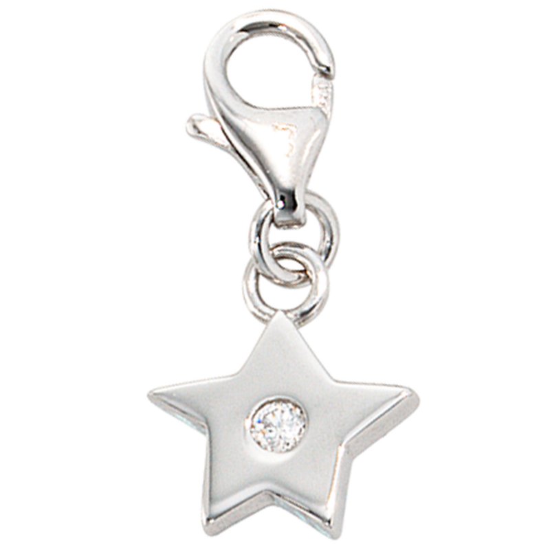 JOBO Einh�nger Charm Stern 925 Sterling Silber rhodiniert 1 Zirkonia