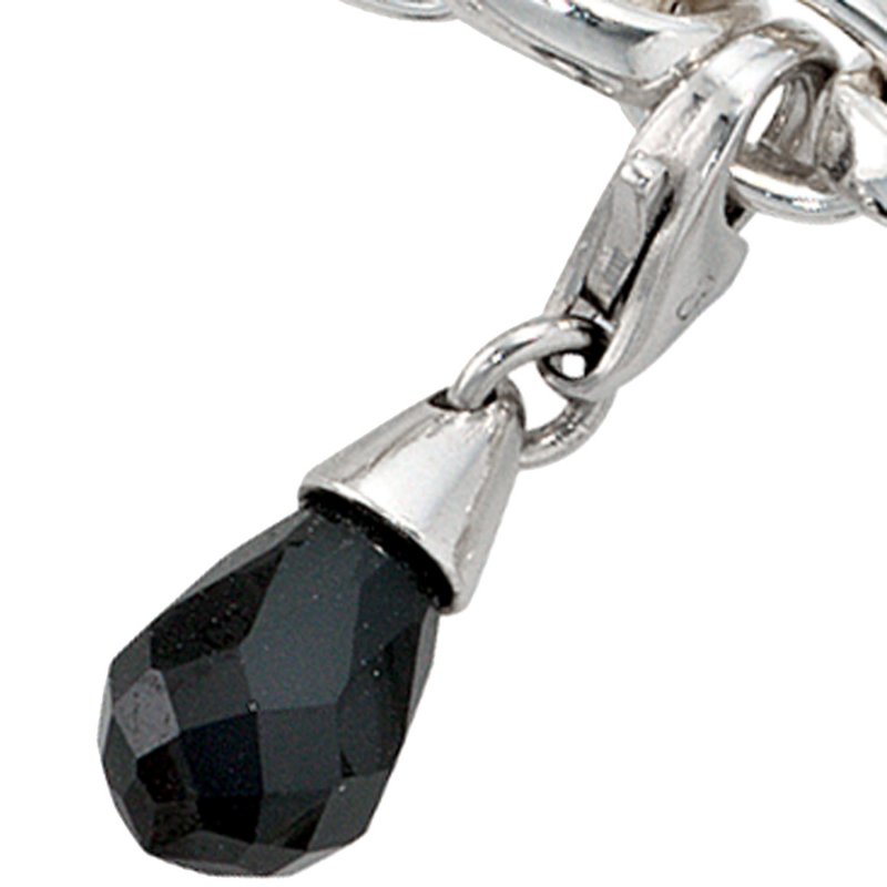 JOBO Einh�nger Charm Tropfen 925 Sterling Silber rhodiniert 1 Zirkonia schwarz