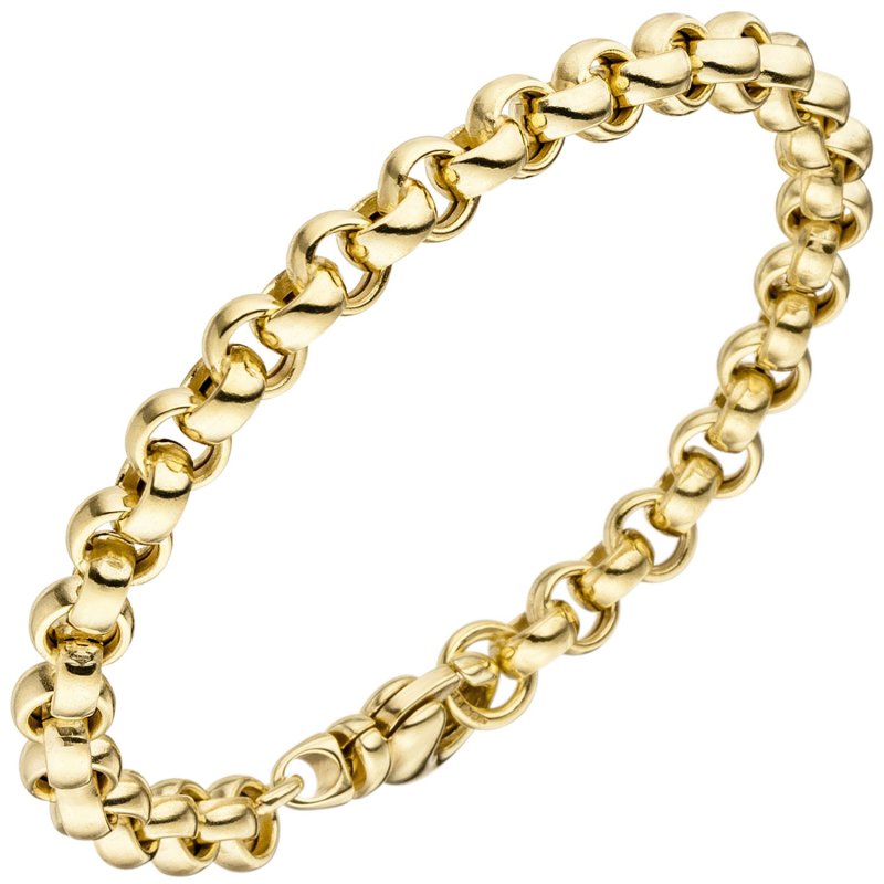 JOBO Erbsarmband 585 Gold Gelbgold 19 cm Armband Goldarmband Karabiner