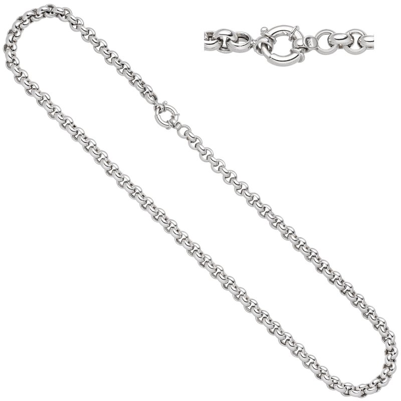 JOBO Erbskette 585 Gold Wei�gold 45 cm Kette Halskette Wei�goldkette Federring