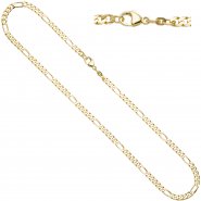 JOBO Figarokette 585 Gelbgold 4,4 mm 50 cm Gold Kette Halskette Goldkette Karabiner