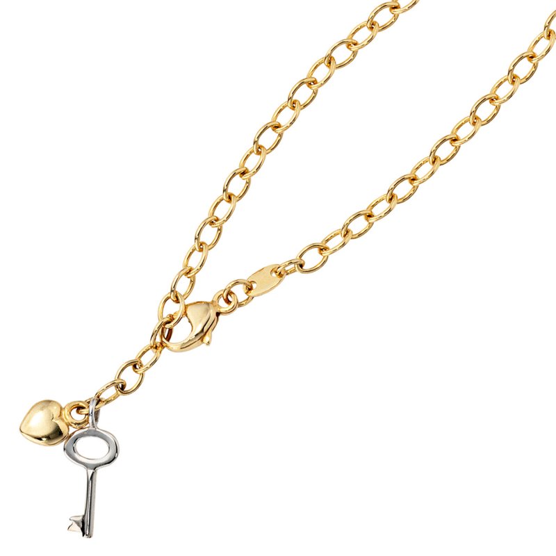 JOBO Fu�kettchen Fu�kette 585 Gold Gelbgold Wei�gold bicolor 26 cm Karabiner