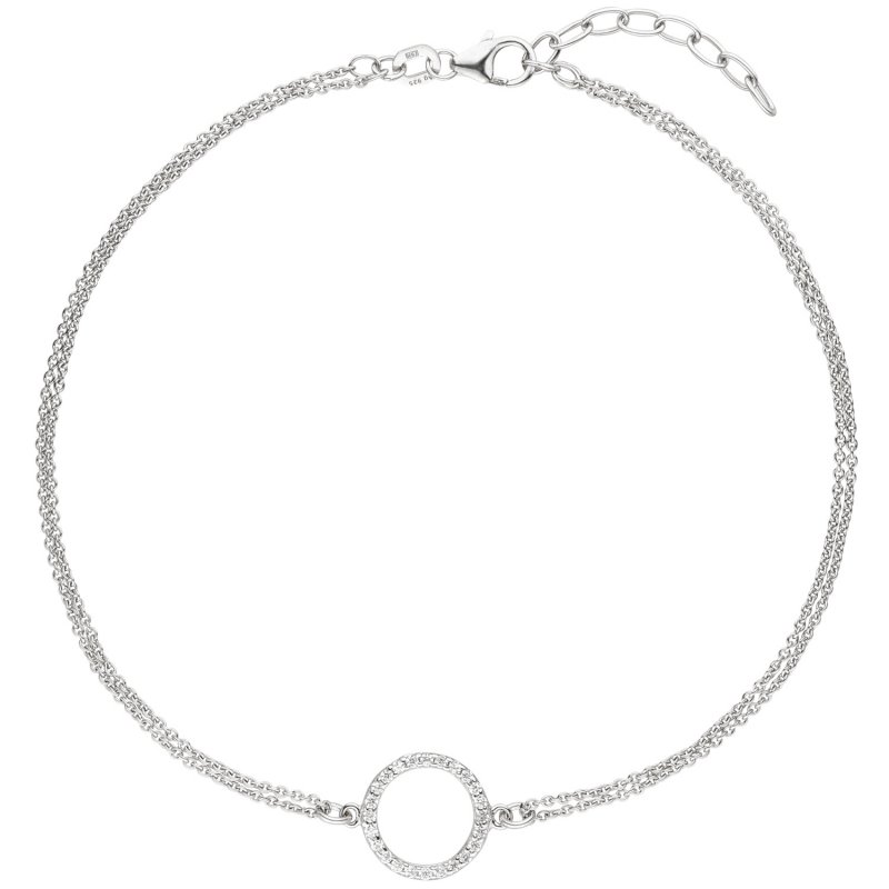 JOBO Fu�kettchen Fu�kette 925 Sterling Silber 24 Zirkonia 26 cm