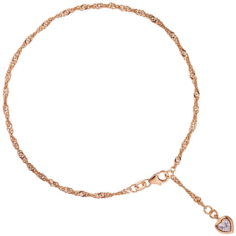 JOBO Fu�kettchen Fu�kette Herz 925 Silber rotgold vergoldet 2,2 mm 25 cm Karabiner