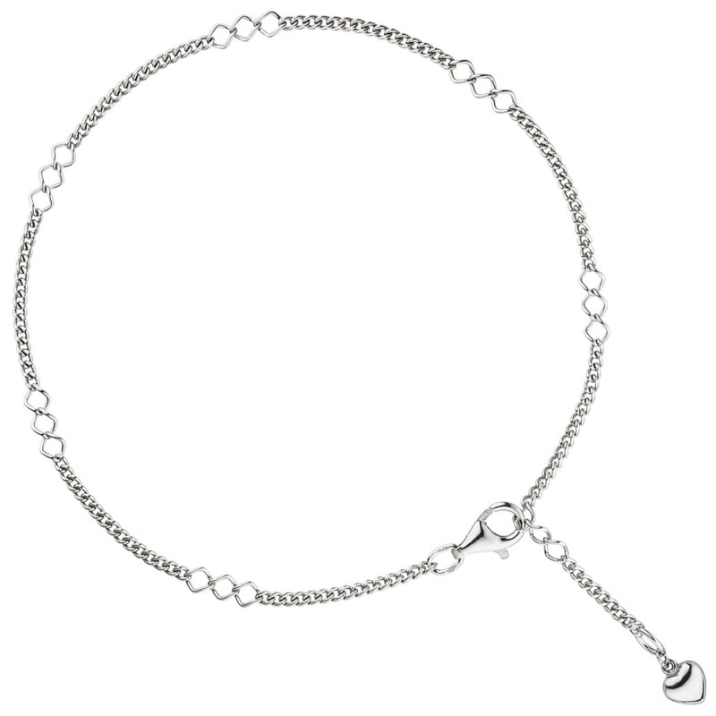 JOBO Fu�kettchen Fu�kette Herz 925 Sterling Silber rhodiniert 27 cm Karabiner