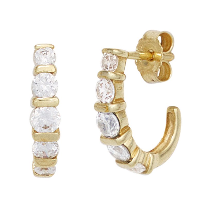 JOBO Halbcreolen 333 Gold Gelbgold 10 Zirkonia Ohrringe Creolen Goldohrringe