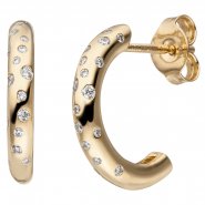JOBO Halbcreolen 585 Gold Gelbgold 34 Diamanten Brillanten Ohrringe