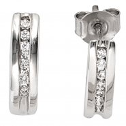 JOBO Halbcreolen 585 Gold Wei�gold 14 Diamanten Brillanten 0,15ct. Ohrringe Creolen