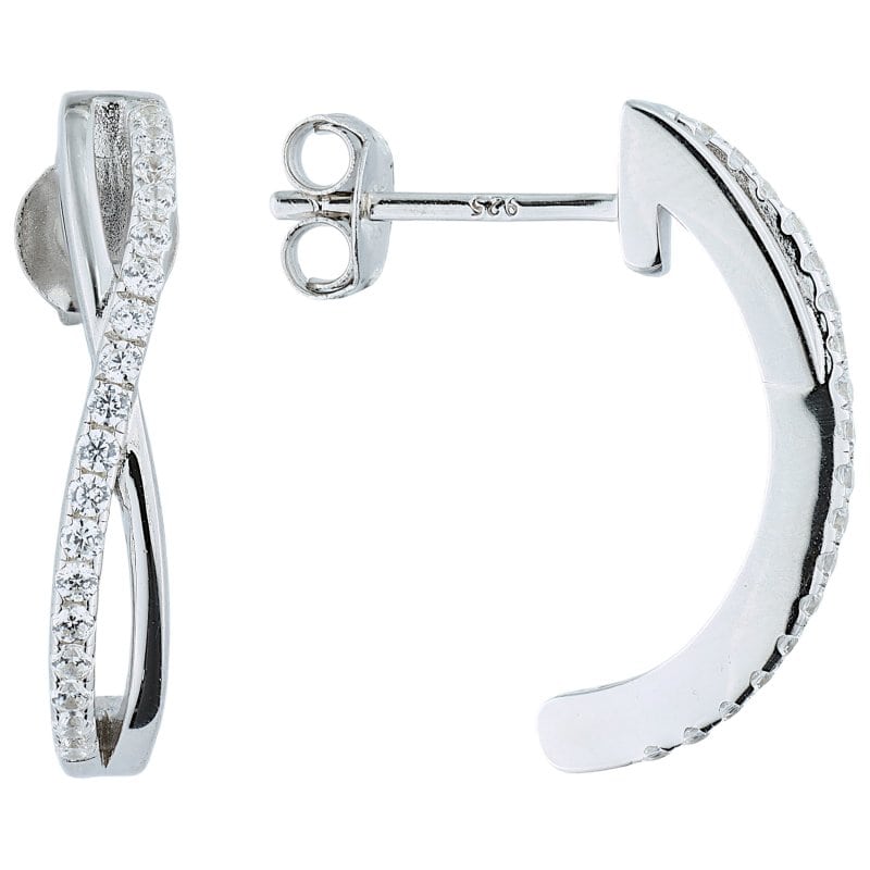 JOBO Halbcreolen 925 Sterling Silber 36 Zirkonia