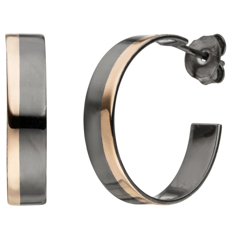 JOBO Halbcreolen 925 Sterling Silber bicolor vergoldet Ohrringe Creolen