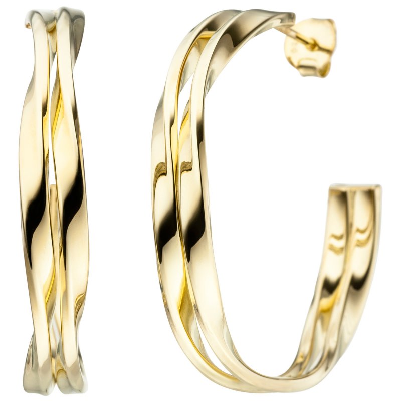 JOBO Halbcreolen 925 Sterling Silber gold vergoldet Ohrringe Creolen