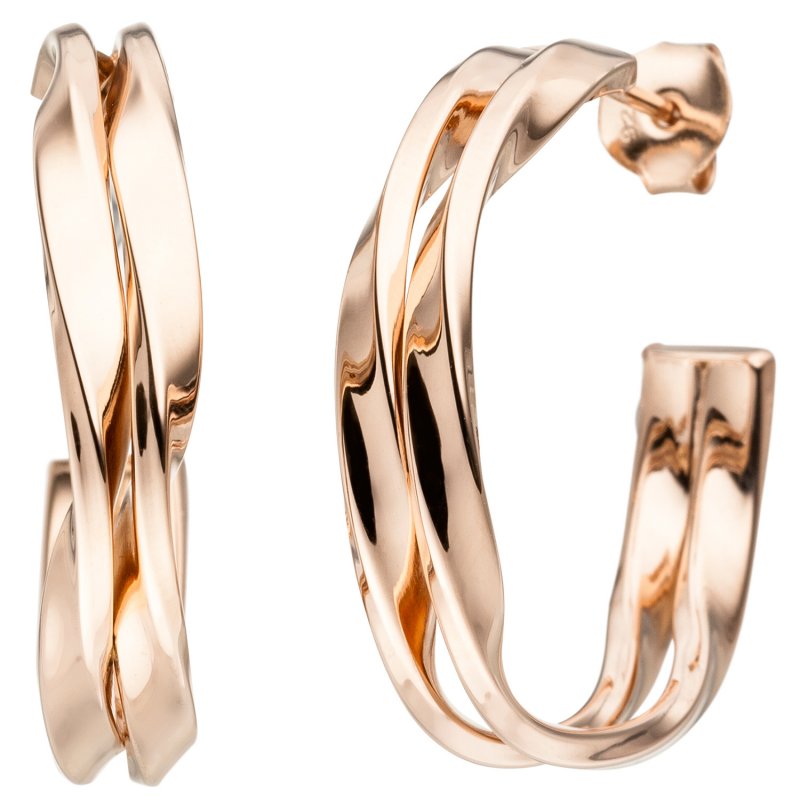 JOBO Halbcreolen 925 Sterling Silber rotgold vergoldet Ohrringe Creolen