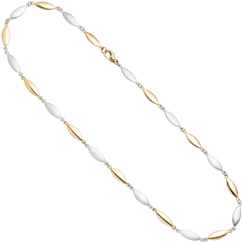 JOBO Halskette Kette 585 Gold Gelbgold Weißgold bicolor matt 45 cm Goldkette | Ketten mit Anhänger