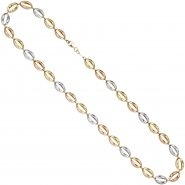 JOBO Halskette Kette 585 Gold dreifarbig tricolor 45 cm Goldkette Karabiner