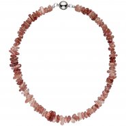 JOBO Halskette Kette Erdbeerquarz 44 cm Erdbeerquarzkette Quarzkette Steinkette
