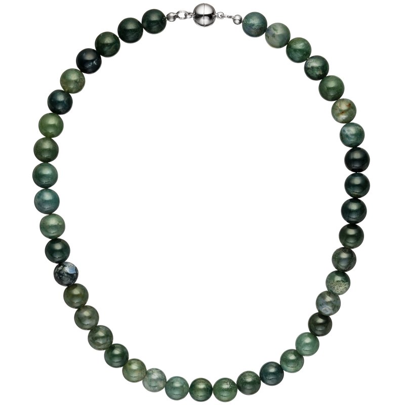 JOBO Halskette Kette Moosachat 45 cm Moosachatkette Steinkette Edelsteinkette