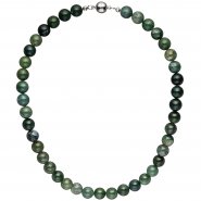 JOBO Halskette Kette Moosachat 45 cm Moosachatkette Steinkette Edelsteinkette