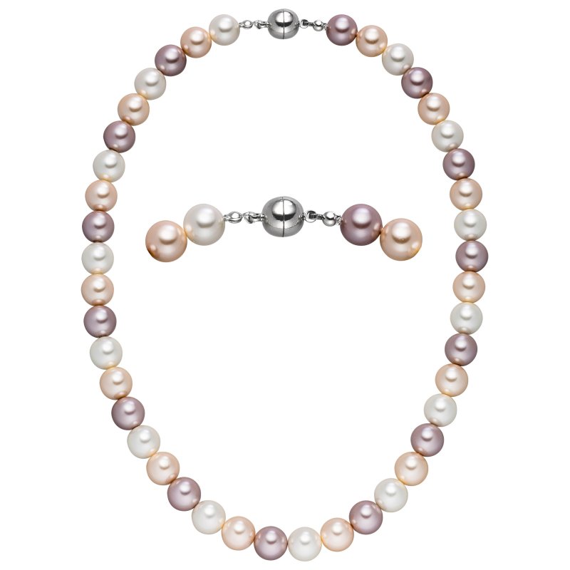JOBO Halskette Kette Muschelkern Perlen multicolor 10 mm 45 cm