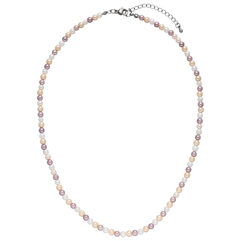 JOBO Halskette Kette Muschelkern Perlen multicolor 4 mm 50 cm