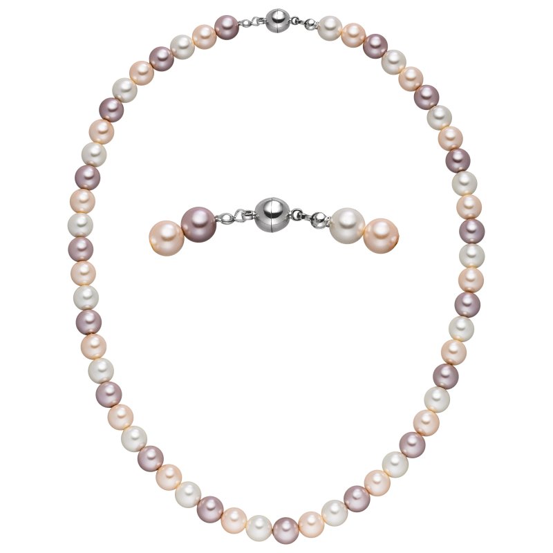 JOBO Halskette Kette Muschelkern Perlen multicolor 8 mm 45 cm