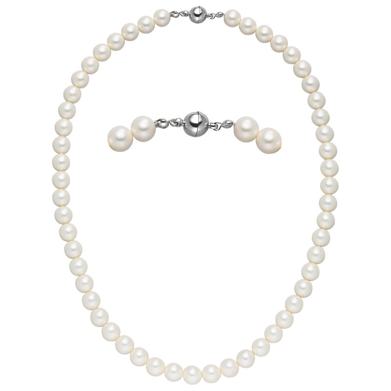 JOBO Halskette Kette Muschelkern Perlen wei� 8 mm 45 cm