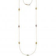 JOBO Halskette Kette lang 585 Gold Gelbgold Citrine Blautopase Amethyste 90 cm