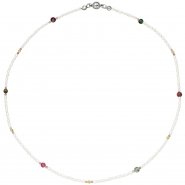 JOBO Halskette Kette mit Perlen Peridot Turmalin 45 cm
