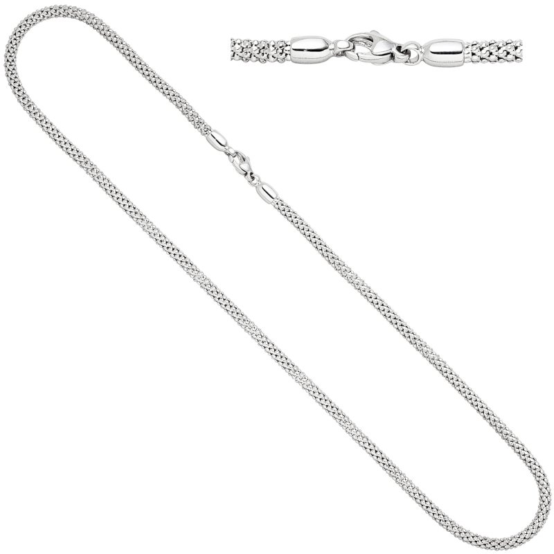 JOBO Halskette Popcorn Kette 750 Gold Wei�gold 45 cm
