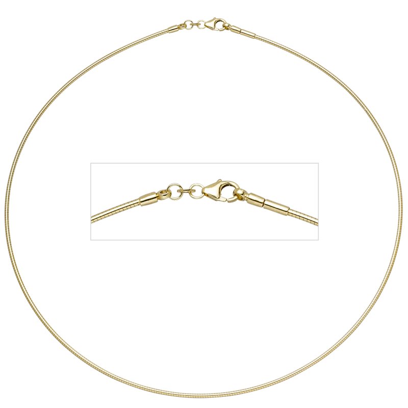 JOBO Halsreif 333 Gelbgold 1,5 mm 42 cm Gold Kette Halskette Goldhalsreif Karabiner