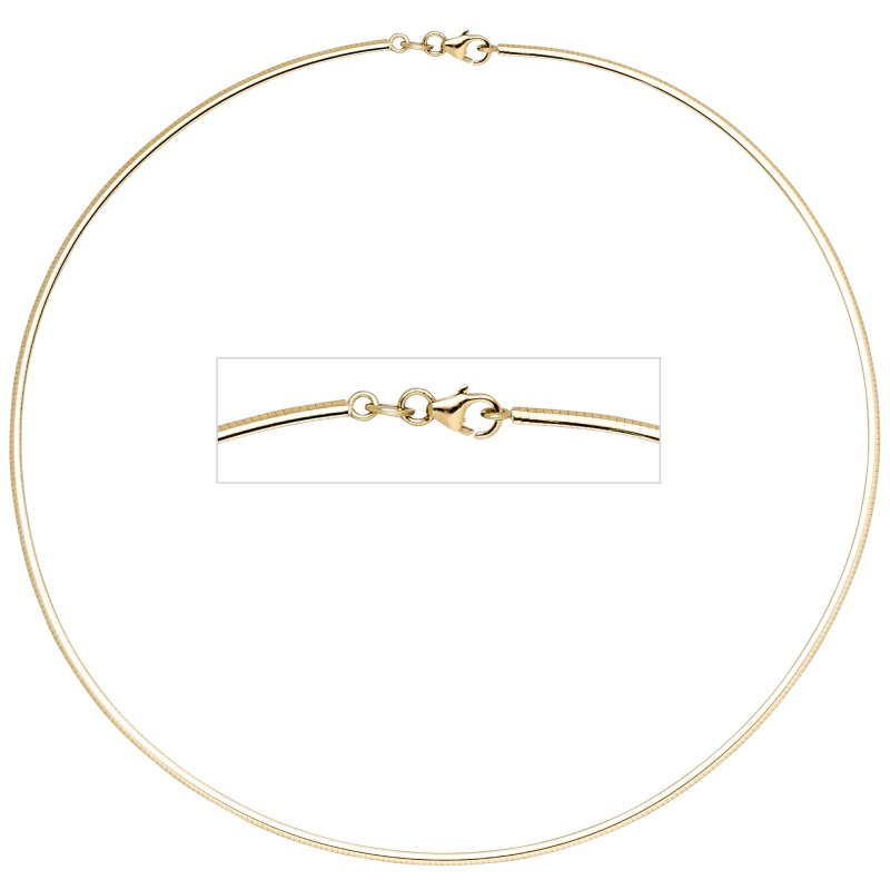 JOBO Halsreif 333 Gelbgold 2 mm 42 cm Gold Kette Halskette Goldhalsreif Karabiner
