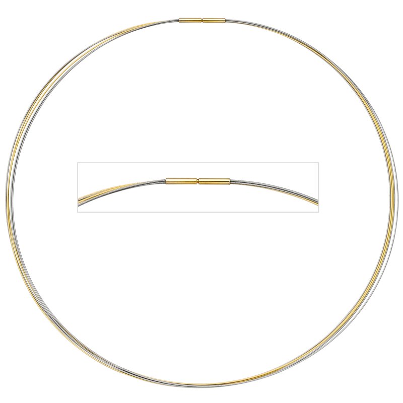 JOBO Halsreif 5-reihig bicolor vergoldet 42 cm Halskette Kette Silberkette Statement