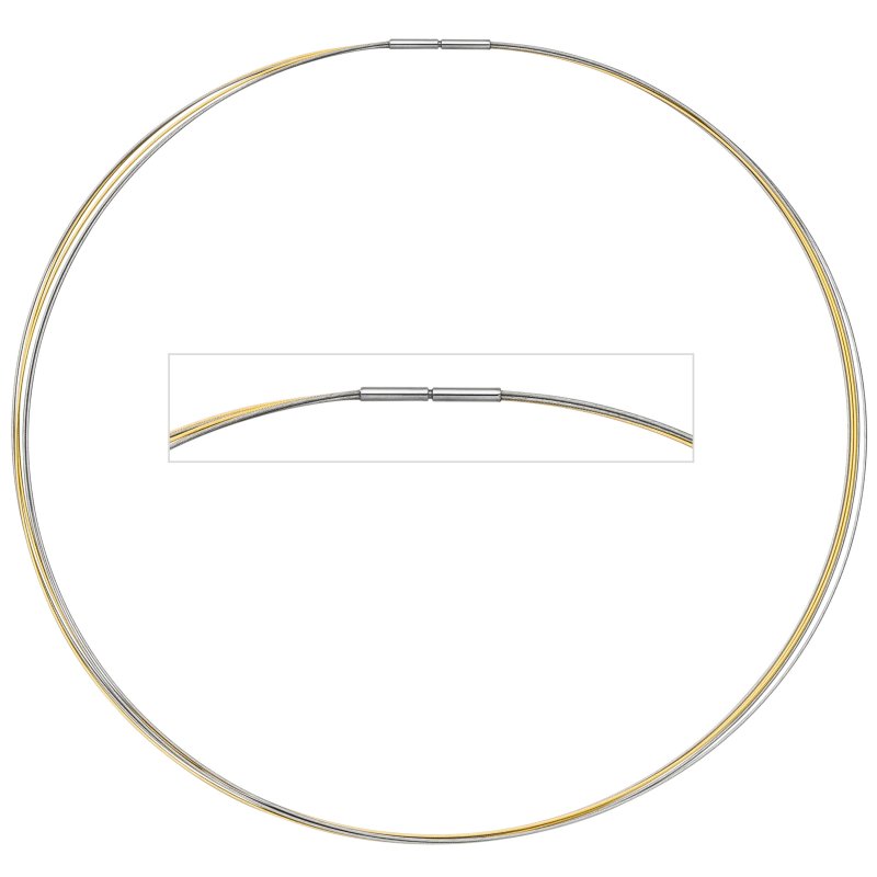 JOBO Halsreif 5-reihig bicolor vergoldet 42 cm Halskette Kette
