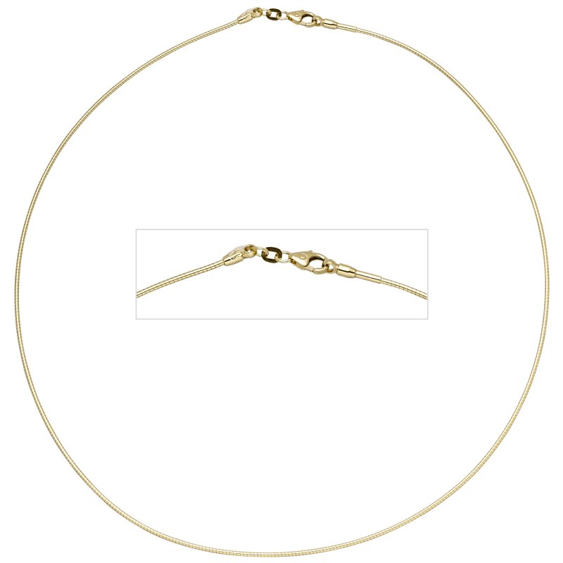 JOBO Halsreif 585 Gelbgold 1,1 mm 45 cm Gold Kette Halskette Goldhalsreif Karabiner