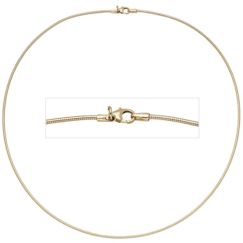 JOBO Halsreif 585 Gelbgold 1,1 mm 50 cm Gold Kette Halskette Goldhalsreif Karabiner
