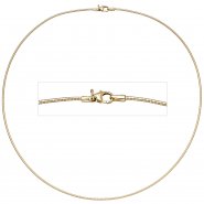JOBO Halsreif 585 Gelbgold 1,1 mm 50 cm Gold Kette Halskette Goldhalsreif Karabiner