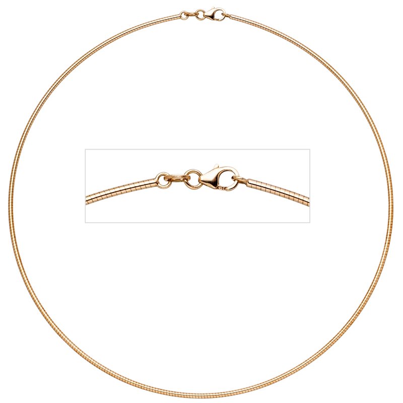 JOBO Halsreif 585 Rotgold 1,8 mm 45 cm Gold Kette Halskette Rotgoldhalsreif Karabiner