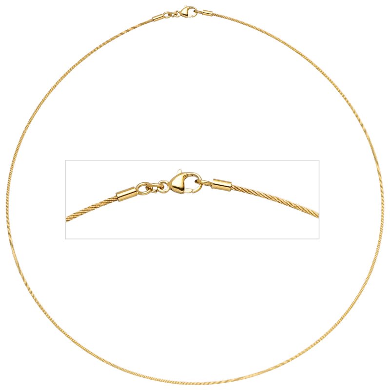 JOBO Halsreif 750 Gold Gelbgold 1,1 mm 45 cm Halskette Kette Karabiner