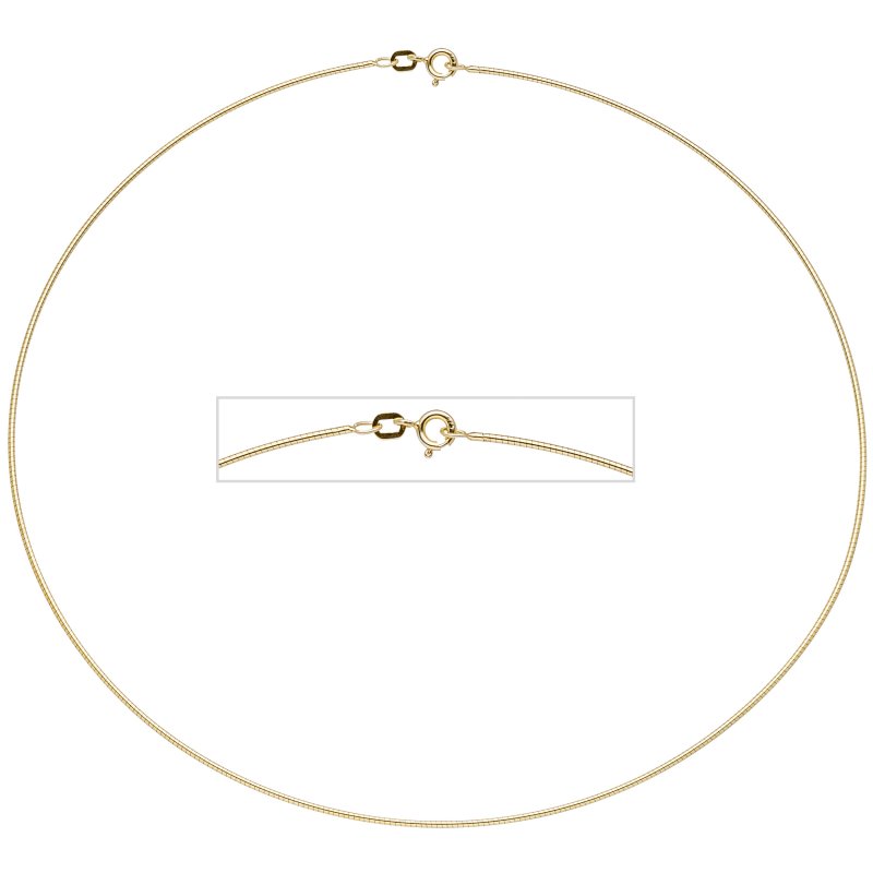 JOBO Halsreif 925 Sterling Silber gold vergoldet 1,1 mm 45 cm Kette Halskette